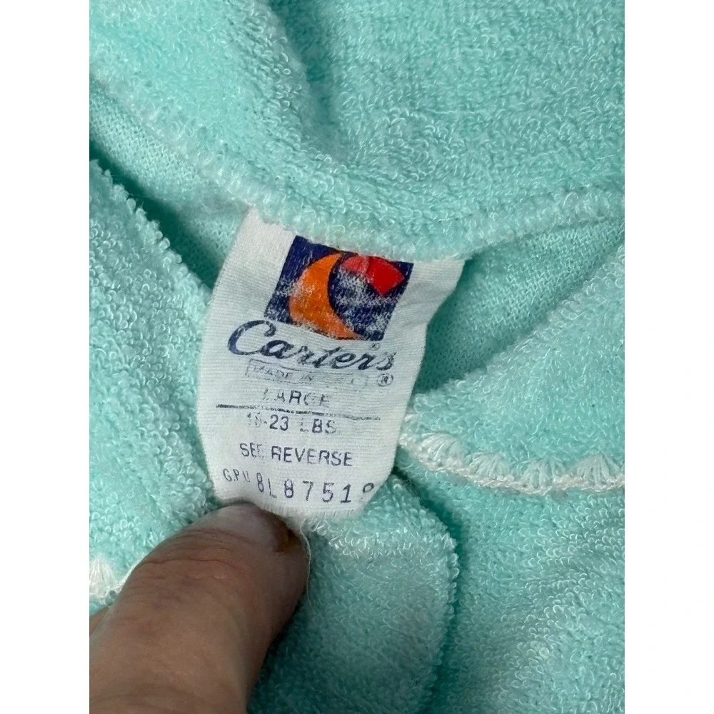 Vintage 18M Carters Teal Sleeper Baseball  Set Blue White Retro Infant Baby